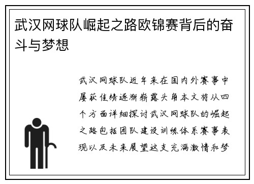 武汉网球队崛起之路欧锦赛背后的奋斗与梦想